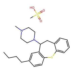 1-(3-butyl-5,6-dihydrobenzo[b][1]benzothiepin-5-yl)-4-methylpiperazine;methanesulfonic acid structure