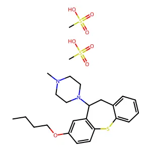 1-(3-butoxy-5,6-dihydrobenzo[b][1]benzothiepin-5-yl)-4-methylpiperazine;methanesulfonic acid structure