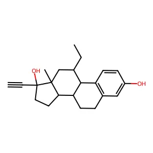 (8S,9S,11S,13S,14S,17R)-11-ethyl-17-ethynyl-13-methyl-7,8,9,11,12,14,15,16-octahydro-6H-cyclopenta[a]phenanthrene-3,17-diol structure