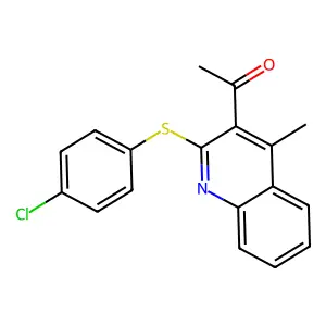1-[2-(4-chlorophenyl)sulfanyl-4-methylquinolin-3-yl]ethanone structure