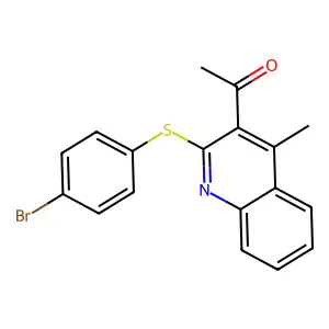1-[2-(4-bromophenyl)sulfanyl-4-methylquinolin-3-yl]ethanone structure