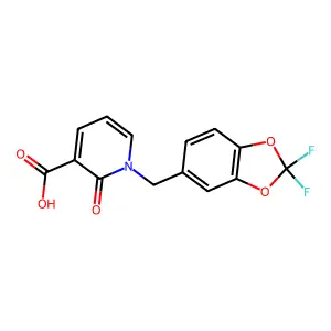 1-[(2,2-difluoro-1,3-benzodioxol-5-yl)methyl]-2-oxopyridine-3-carboxylic acid structure