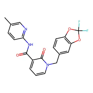 1-[(2,2-difluoro-1,3-benzodioxol-5-yl)methyl]-N-(5-methyl-2-pyridinyl)-2-oxopyridine-3-carboxamide structure