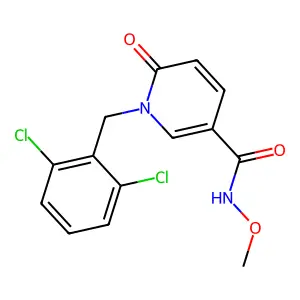 1-[(2,6-dichlorophenyl)methyl]-N-methoxy-6-oxopyridine-3-carboxamide structure