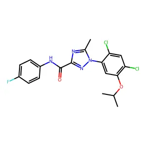 1-(2,4-dichloro-5-propan-2-yloxyphenyl)-N-(4-fluorophenyl)-5-methyl-1,2,4-triazole-3-carboxamide structure