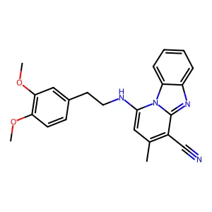 1-[2-(3,4-dimethoxyphenyl)ethylamino]-3-methylpyrido[1,2-a]benzimidazole-4-carbonitrile structure