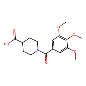 1-(3,4,5-trimethoxybenzoyl)piperidine-4-carboxylic acid structure
