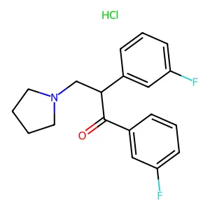 1,2-bis(3-fluorophenyl)-3-pyrrolidin-1-ylpropan-1-one;hydrochloride structure