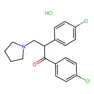 1,2-bis(4-chlorophenyl)-3-pyrrolidin-1-ylpropan-1-one;hydrochloride structure