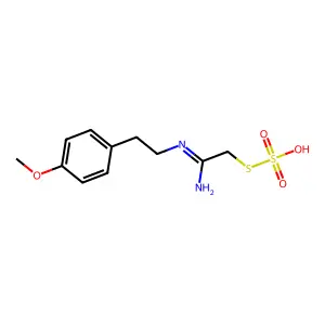 1-[2-[(1-amino-2-sulfosulfanylethylidene)amino]ethyl]-4-methoxybenzene structure
