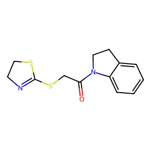 1-(2,3-dihydroindol-1-yl)-2-(4,5-dihydro-1,3-thiazol-2-ylsulfanyl)ethanone structure