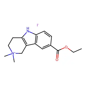 1,2,3,4-Tetrahydro-8-carboxy-2,2-dimethyl-5H-pyrido(4,3-b)indolium iodide ethylester structure