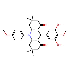 10-(4-methoxyphenyl)-3,3,6,6-tetramethyl-9-(3,4,5-trimethoxyphenyl)-4,5,7,9-tetrahydro-2H-acridine-1,8-dione structure
