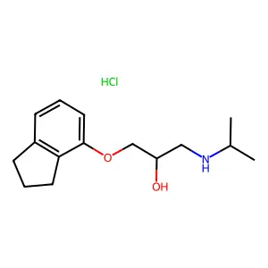 1-(2,3-dihydro-1H-inden-4-yloxy)-3-(propan-2-ylamino)propan-2-ol;hydrochloride structure