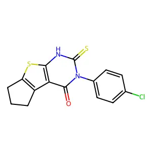11-(4-chlorophenyl)-10-sulfanylidene-7-thia-9,11-diazatricyclo[6.4.0.02,6]dodeca-1(8),2(6)-dien-12-one structure