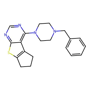 12-(4-benzylpiperazin-1-yl)-7-thia-9,11-diazatricyclo[6.4.0.02,6]dodeca-1(12),2(6),8,10-tetraene structure