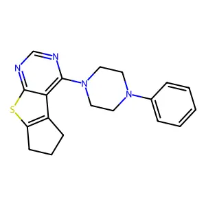 12-(4-phenylpiperazin-1-yl)-7-thia-9,11-diazatricyclo[6.4.0.02,6]dodeca-1(12),2(6),8,10-tetraene structure