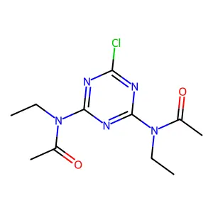N-[4-[acetyl(ethyl)amino]-6-chloro-1,3,5-triazin-2-yl]-N-ethylacetamide structure