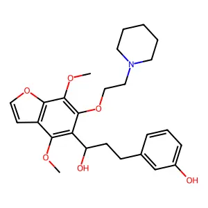3-[3-[4,7-dimethoxy-6-(2-piperidin-1-ylethoxy)-1-benzofuran-5-yl]-3-hydroxypropyl]phenol structure