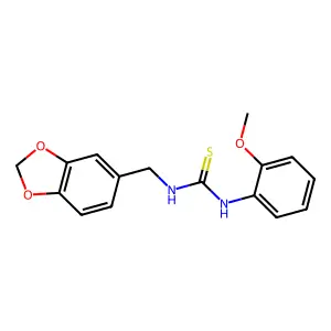 1-(1,3-benzodioxol-5-ylmethyl)-3-(2-methoxyphenyl)thiourea structure