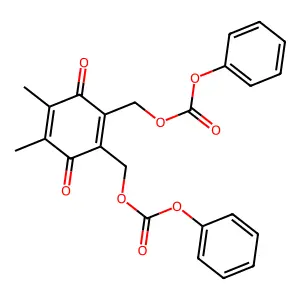 Carbonic acid, (4,5-dimethyl-3,6-dioxo-1,4-cyclohexadien-1,2-diyl)bis(methylene)diphenyl ester structure