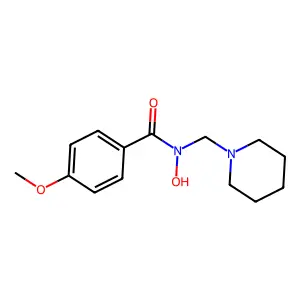 N-hydroxy-4-methoxy-N-(piperidin-1-ylmethyl)benzamide structure