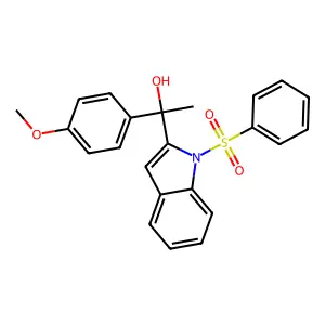 1-[1-(benzenesulfonyl)indol-2-yl]-1-(4-methoxyphenyl)ethanol structure