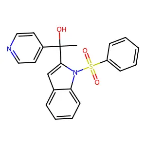 1-[1-(benzenesulfonyl)indol-2-yl]-1-pyridin-4-ylethanol structure