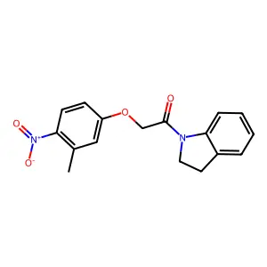 1-(2,3-dihydroindol-1-yl)-2-(3-methyl-4-nitrophenoxy)ethanone structure
