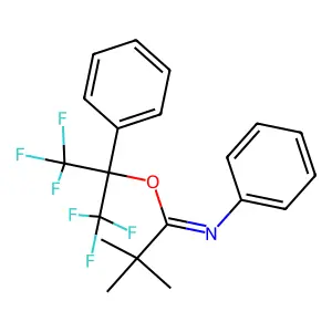 (1,1,1,3,3,3-hexafluoro-2-phenylpropan-2-yl) 2,2-dimethyl-N-phenylpropanimidate structure