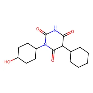 5-cyclohexyl-1-(4-hydroxycyclohexyl)-1,3-diazinane-2,4,6-trione structure