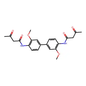N-[2-methoxy-4-[3-methoxy-4-(3-oxobutanoylamino)phenyl]phenyl]-3-oxobutanamide structure