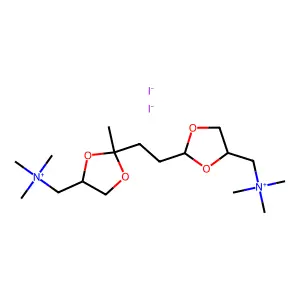 trimethyl-[[2-[2-[2-methyl-4-[(trimethylazaniumyl)methyl]-1,3-dioxolan-2-yl]ethyl]-1,3-dioxolan-4-yl]methyl]azanium diiodide structure
