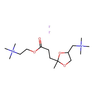 trimethyl-[[2-methyl-2-[3-oxo-3-[2-(trimethylazaniumyl)ethoxy]propyl]-1,3-dioxolan-4-yl]methyl]azanium diiodide structure
