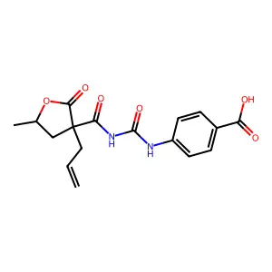 4-[(5-methyl-2-oxo-3-prop-2-enyloxolane-3-carbonyl)carbamoylamino]benzoic acid structure