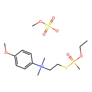 Dimethyl(2-((ethoxymethylphosphinyl)thio)ethyl)-p-methoxyphenylammonium methyl sulfate structure