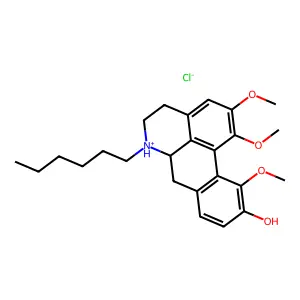6-Hexyl-1,2,10-trimethoxy-6a-alpha-noraporphin-9-ol hydrochloride structure