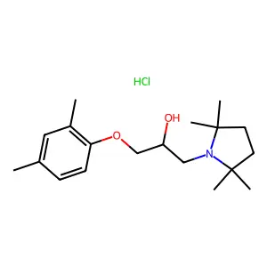 1-(2,4-dimethylphenoxy)-3-(2,2,5,5-tetramethylpyrrolidin-1-yl)propan-2-ol;hydrochloride structure