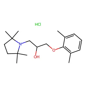 1-(2,6-dimethylphenoxy)-3-(2,2,5,5-tetramethylpyrrolidin-1-yl)propan-2-ol;hydrochloride structure