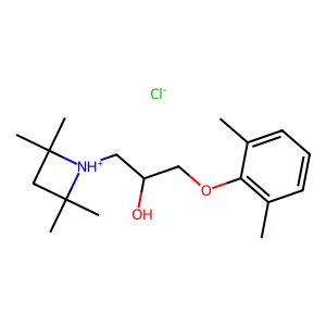 1-(2,6-dimethylphenoxy)-3-(2,2,4,4-tetramethylazetidin-1-ium-1-yl)propan-2-ol chloride structure