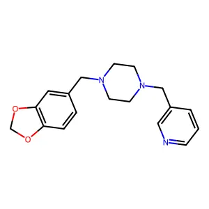 1-(1,3-benzodioxol-5-ylmethyl)-4-(pyridin-3-ylmethyl)piperazine structure
