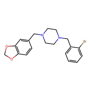 1-(1,3-benzodioxol-5-ylmethyl)-4-(2-bromobenzyl)piperazine structure