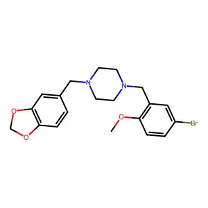 1-(1,3-benzodioxol-5-ylmethyl)-4-(5-bromo-2-methoxybenzyl)piperazine structure