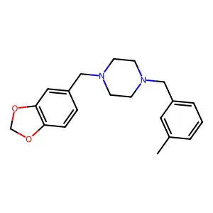 1-(1,3-benzodioxol-5-ylmethyl)-4-(3-methylbenzyl)piperazine structure