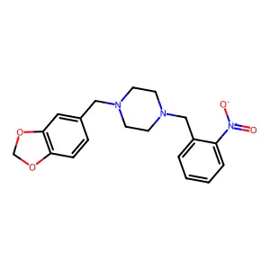 1-(1,3-benzodioxol-5-ylmethyl)-4-[(2-nitrophenyl)methyl]piperazine structure