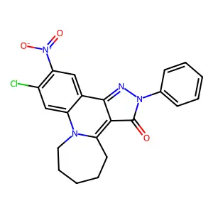 11-chloro-12-nitro-2-phenyl-2,4,5,6,7,8-hexahydro-3H-azepino[1,2-a]pyrazolo[4,3-c]quinolin-3-one structure
