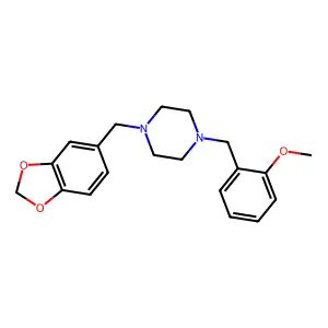 1-(1,3-benzodioxol-5-ylmethyl)-4-(2-methoxybenzyl)piperazine structure