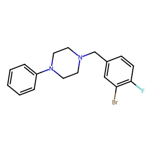 1-[(3-bromo-4-fluorophenyl)methyl]-4-phenylpiperazine structure