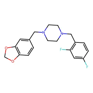 1-(1,3-benzodioxol-5-ylmethyl)-4-(2,4-difluorobenzyl)piperazine structure