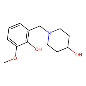 1-[(2-hydroxy-3-methoxyphenyl)methyl]piperidin-4-ol structure